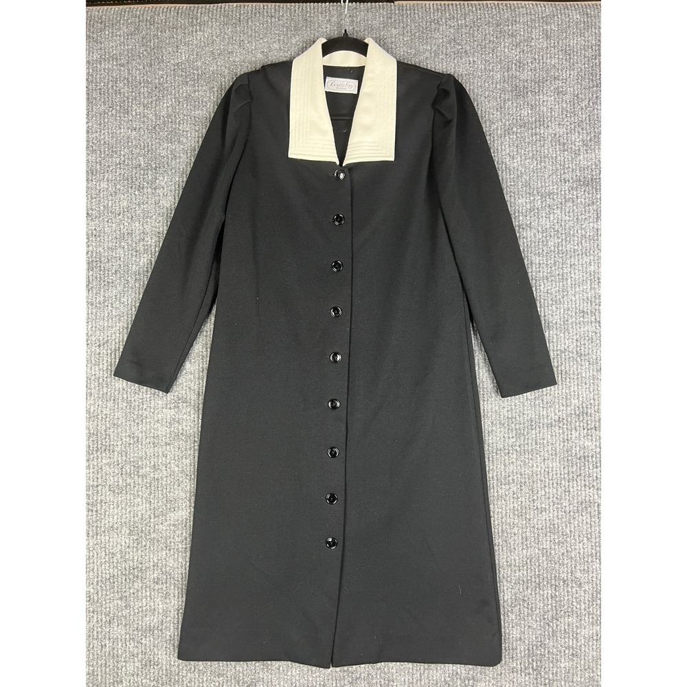 90s Gothic Preppy Black Dress Wednesday Addams Dark Academia Long Coat Petite